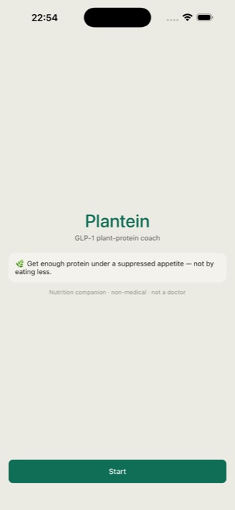 Plantein welcome screen